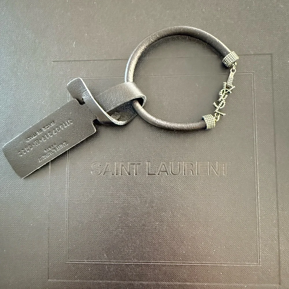NWT YSL SAINT LAURENT OPYUM Bracelet Black lLeather Unisex🖤💝 - Picture 7 of 16